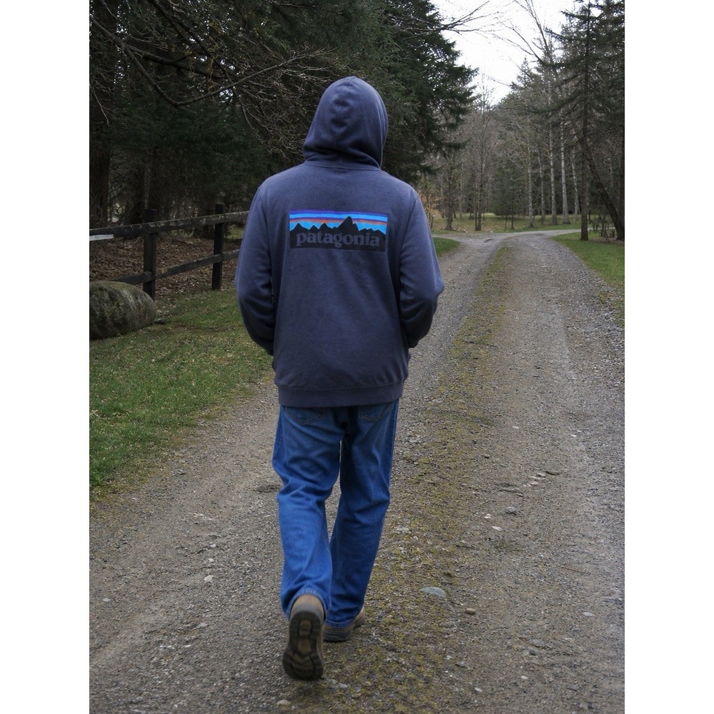 Patagonia Full Zip Hoodie Gray Logo Sweatshirt Men's Large Distressed - Picture 2 of 6